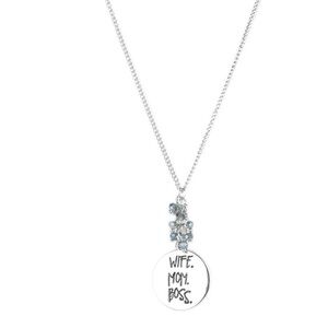 WIFE. MOM. BOSS. Silver Inspirational Paparazzi Accessories Pendant Necklace.